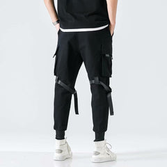 Three-dimensional Pocket Shell Buckle Streamer Overalls Jogger Pants