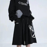 Two-color grimace frayed shorts