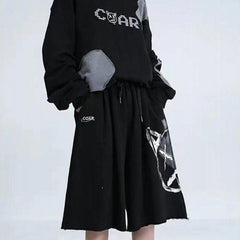 Two-color grimace frayed shorts