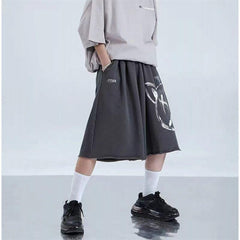 Two-color grimace frayed shorts