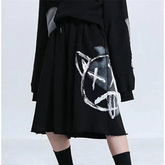 Two-color grimace frayed shorts