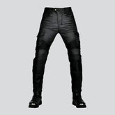 Wax black biker jeans for men