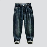 Whiskered dark-wash jeans for men