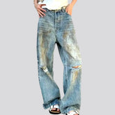 Whiskered painted jeans for ladies