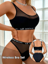 Women's Black Letter Strap Bralette