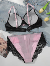 Women's Pink Lace Color blocked Underwear