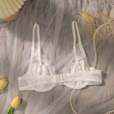 Women's White Lace Underwire Unpadded Bra