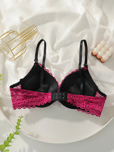 Women's lace embroidery flower sexy with steel ring gathering push up Bra