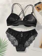 Women's sexy lace front buckle back cross strap lingerie