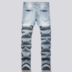 Color skull print painted jeans for men