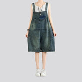 Abraded fashion baggy 90s women's jeans overall