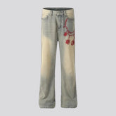 Abraded fashion jeans for men