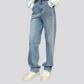 Abraded light high rise jeans for women