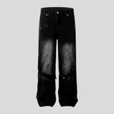 Abraded multi-layer grunge men's jeans