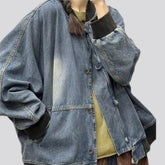 Abraded women's jean bomber jacket