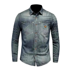 Vintage medium length men's denim shirt