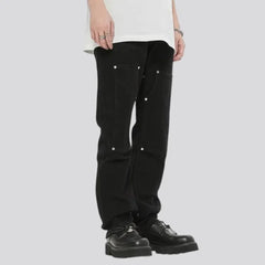 Stylish mid-waist bootcut decorated men's jeans