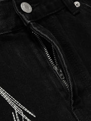 We Love Stret Lightning Embroidered Straight Leg Jeans