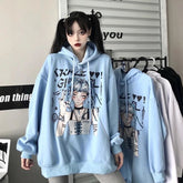 Anime Print Hooded Mid-length Sweater Dress