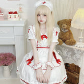 Anna White Red Nurse Maid Dress