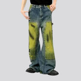 Artistic mid rise jeans for men