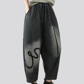 Artistic mid-waist jean joggers for women