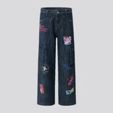 Artistic wide fit fashionable men's jeans