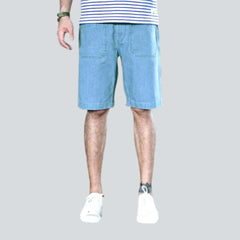 Mid-waist denim shorts for men