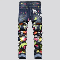 Paint-stains men's painted jeans