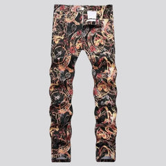 Painted ornament jeans for men