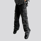 Baggy cargo pockets faded jeans for men