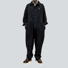 Baggy color jeans jumpsuit for men