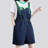 Baggy dark style denim overall for women