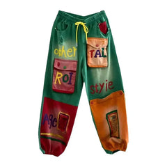 Baggy embroidered denim pants for women