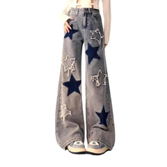 Baggy embroidered jeans for women