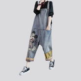 Baggy fashion mickey mouse jean overall for ladies