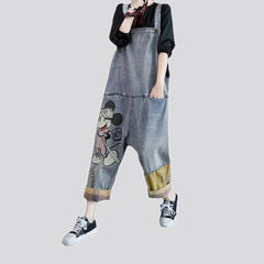 Baggy fashion mickey mouse jean overall for ladies