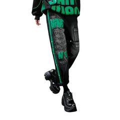 Baggy high-waist denim pants for ladies