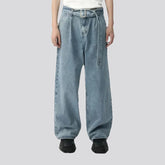 Baggy mid rise stonewashed jeans for men