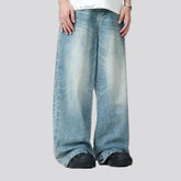 Baggy style abraded men's jeans