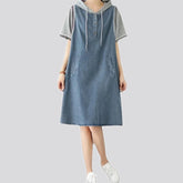 Banded blouson jeans dress