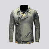 Biker style with frayed edges men's jeans jacket