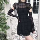 Black/Red Goth Girl Look Gauze Dress