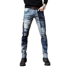 Blue jeans made from pieces