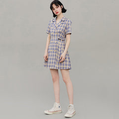 Sweet Purple Plaid Dress