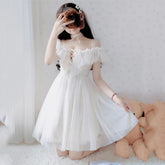 Blue/White Fairy Soft Princess Off Shoulder Dress