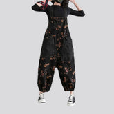 Boho baggy women's jeans bib