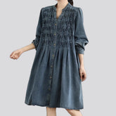 Boho casual lattice denim dress