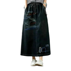 Boho denim skirt for women