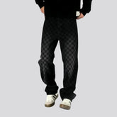 Boho fashion baggy checkerboard men's jeans